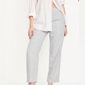 NWT Old Navy High-Waisted Linen-Blend Straight Pants